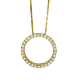 18ct Yellow Gold Medium Circle Outline 0.40ct Diamond Necklace