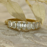 18ct Yellow Gold 1.55ct Total Emerald Cut Diamond Graduated Half Eternity Ring