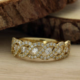 18ct Yellow Gold 0.78ct Diamond Set Infinity Weave Half Eternity Ring