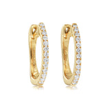 18ct Yellow Gold Slim Diamond Huggie Hoop Earrings 11mm