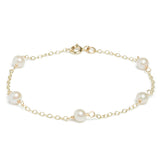 9ct Yellow Gold 5mm Pearl Trace Bracelet