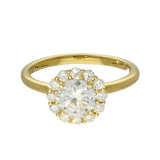 18ct Yellow Gold Laboratory-Grown 1ct Round Brilliant Cut Diamond Halo Ring