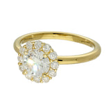 18ct Yellow Gold Laboratory-Grown 1ct Round Brilliant Cut Diamond Halo Ring