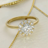 18ct Yellow Gold Laboratory-Grown 1ct Round Brilliant Cut Diamond Halo Ring