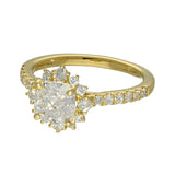 18ct Yellow Gold Laboratory-Grown 1.34ct Cushion Cut Diamond With Round Diamond Halo & Shoulders Rin