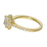 18ct Yellow Gold Laboratory-Grown 1.34ct Cushion Cut Diamond With Round Diamond Halo & Shoulders Rin