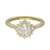 18ct Yellow Gold Laboratory-Grown 1.34ct Cushion Cut Diamond With Round Diamond Halo & Shoulders Rin