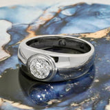 9ct White Gold Laboratory-Grown Diamond 1ct Bezel Set Dome Ring