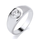 9ct White Gold Laboratory-Grown Diamond 1ct Bezel Set Dome Ring