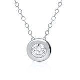 9ct White Gold Bezel Set 0.20ct Diamond Solitaire Pendant Necklace