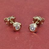 9ct Yellow Gold Bezel Set 0.30ct Diamond Stud Earrings