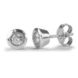 9ct White Gold Bezel Set 0.10ct Diamond Stud Earrings