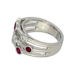 Platinum Ruby and Diamond Bezel Set Triple Row Bubble Ring