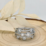 Platinum 1.00ct Diamond Triple Row Bubble Ring
