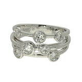 Platinum 1.00ct Diamond Triple Row Bubble Ring