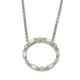 18ct White Gold 0.36ct Baguette & Round Diamond Small Circle Outline Necklace