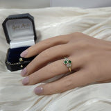 9ct Yellow Gold Emerald and Diamond Bubble Cluster Ring