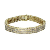 Pre-loved 9ct Yellow Gold 3 Row Diamond Tennis Bracelet - 3.90ct