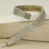 Pre-loved 9ct Yellow Gold 3 Row Diamond Tennis Bracelet - 3.90ct