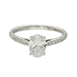 9ct White Gold Laboratory-Grown 1ct Oval Diamond Solitaire Shoulders Ring