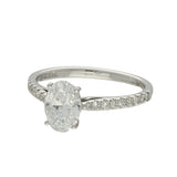 9ct White Gold Laboratory-Grown 1ct Oval Diamond Solitaire Shoulders Ring