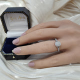 Platinum Certificated 0.59ct Cushion Cut Diamond Halo Shoulders Ring
