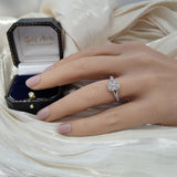 Platinum 0.51ct  Emerald Cut Diamond Halo Ring with Diamond Shoulders
