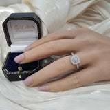 Platinum 0.66ct Total Diamond Halo Ring with Diamond Set Shoulders
