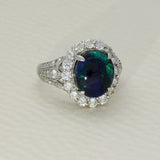 Platinum 3.91ct Black Opal and 1.5ct Diamond Cocktail Ring
