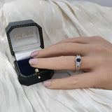 18ct White Gold Blue Sapphire and Diamond Twist Cluster Ring