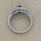 18ct White Gold Blue Sapphire and Diamond Twist Cluster Ring