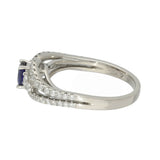 18ct White Gold Blue Sapphire and Diamond Twist Cluster Ring