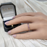 9ct White Gold Ruby & Diamond Channel Set Slim 2.2mm Half Eternity Ring