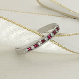 9ct White Gold Ruby & Diamond Channel Set Slim 2.2mm Half Eternity Ring