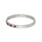 9ct White Gold Ruby & Diamond Channel Set Slim 2.2mm Half Eternity Ring