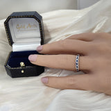9ct White Gold Sapphire & Diamond Channel Set 3mm Half Eternity Ring