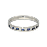 9ct White Gold Sapphire & Diamond Channel Set 3mm Half Eternity Ring