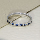 9ct White Gold Sapphire & Diamond Channel Set 3mm Half Eternity Ring