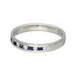 9ct White Gold Sapphire & Diamond Channel Set 3mm Half Eternity Ring
