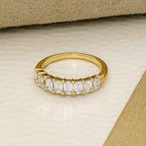 18ct Yellow Gold 1.55ct Total Emerald Cut Diamond Graduated Half Eternity Ring