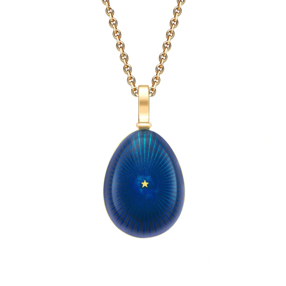 Fabergé Heritage Yellow Gold & Blue Enamel Egg Pendant