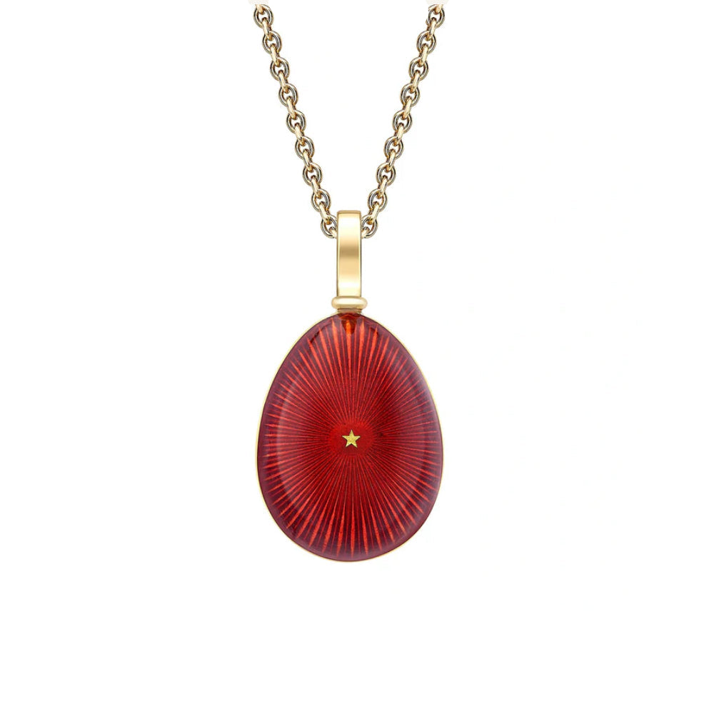 Fabergé Heritage Yellow Gold & Red Enamel Egg Pendant