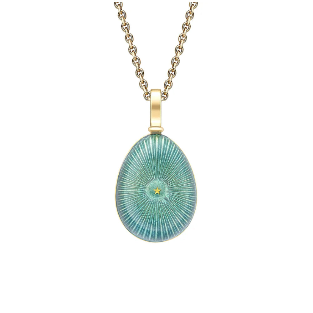 Fabergé Heritage Yellow Gold & Teal Enamel Egg Pendant