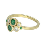 9ct Yellow Gold Emerald and Diamond Bubble Cluster Ring