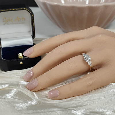 9ct Yellow Gold 1.50ct Laboratory-Grown Diamond Pear & Round Trilogy Ring