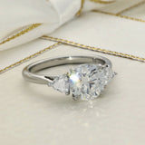 Platinum Laboratory-Grown Diamond 2ct Round & Trilliant Cut Trilogy Ring