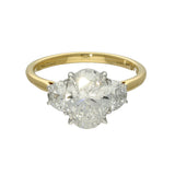 18ct Yellow Gold Laboratory-Grown Diamond 2ct Oval with Half Moon Cuts Trilogy Ring