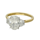 18ct Yellow Gold Laboratory-Grown Diamond 2ct Oval with Half Moon Cuts Trilogy Ring