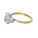 18ct Yellow Gold Laboratory-Grown Diamond 2ct Oval with Half Moon Cuts Trilogy Ring