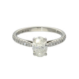 Platinum Laboratory-Grown 1ct Oval Diamond Shoulders Solitaire Ring